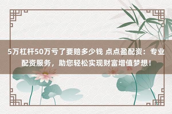 5万杠杆50万亏了要赔多少钱 点点盈配资:专业配资服务,助您轻松实现财富增值梦想!