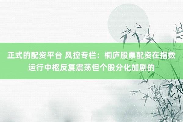 正式的配资平台 风控专栏：桐庐股票配资在指数运行中枢反复震荡但个股分化加剧的